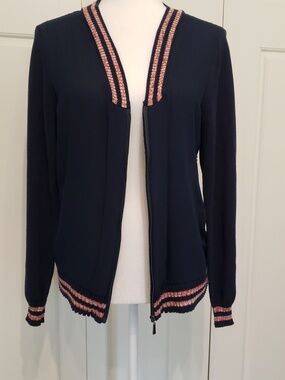 Democracy Varsity style sweater Women's Small  Blue, orange and white